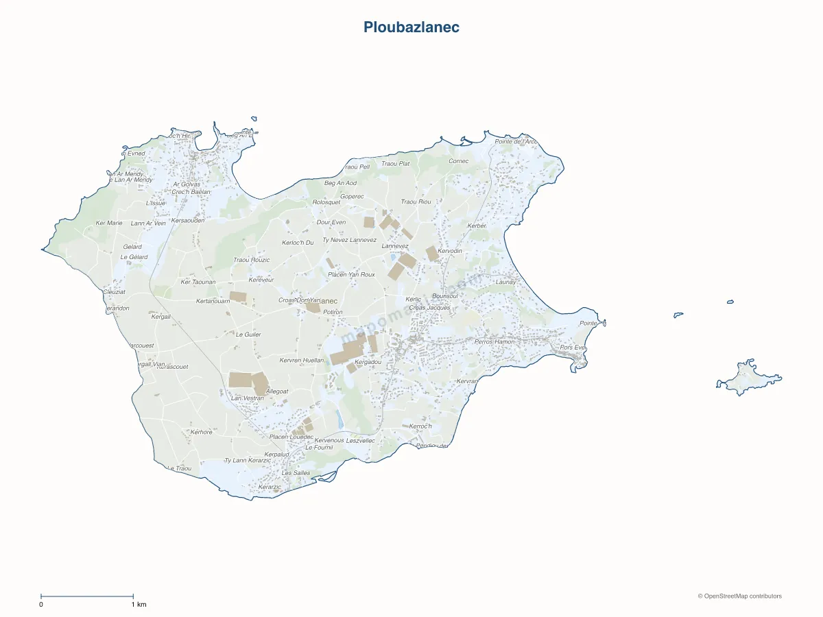 Carte de Ploubazlanec à personnaliser