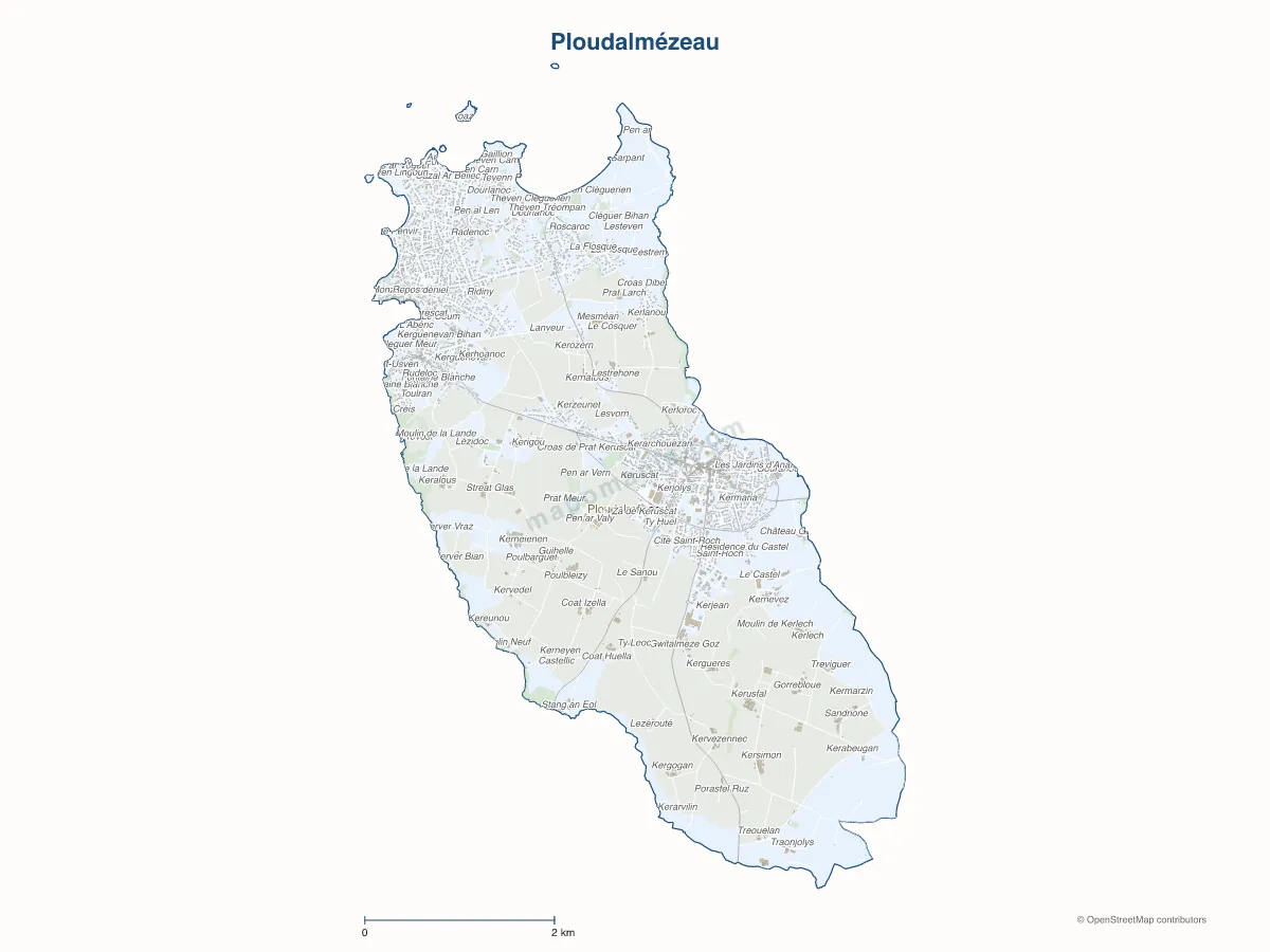 Carte de Ploudalmézeau à personnaliser