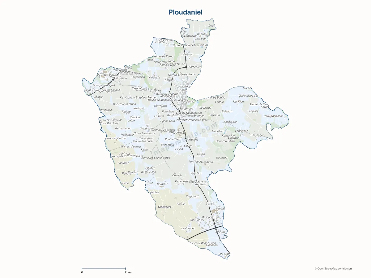 Carte de Ploudaniel à personnaliser