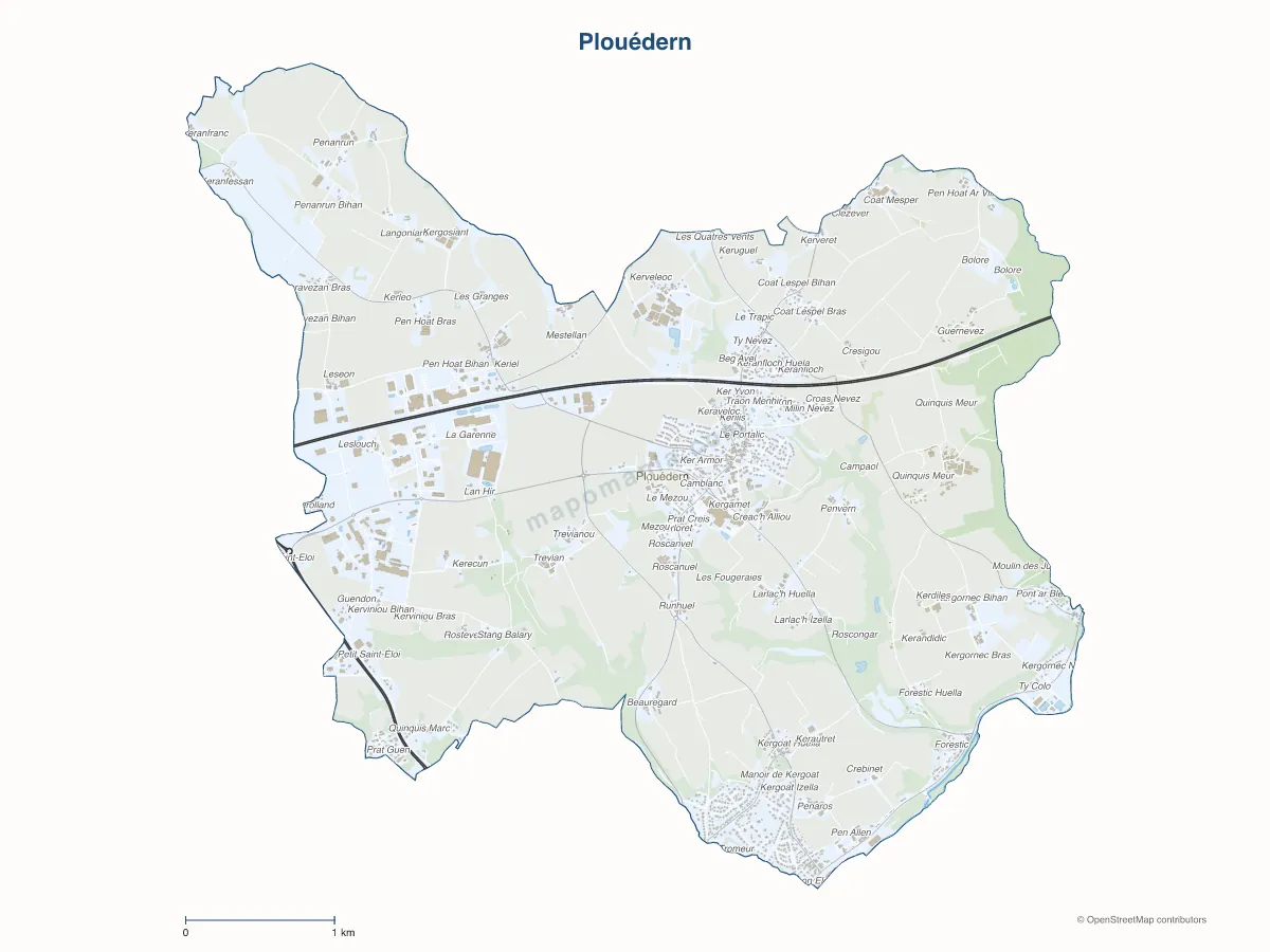Carte de Plouédern à personnaliser