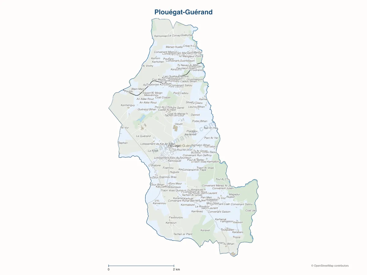 Carte de Plouégat-Guérand à personnaliser
