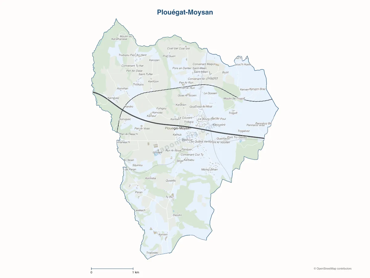 Carte de Plouégat-Moysan à personnaliser