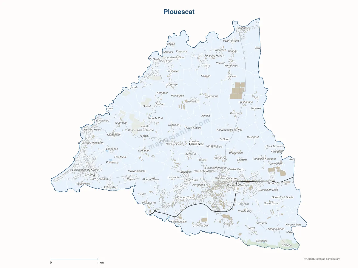 Carte de Plouescat à personnaliser
