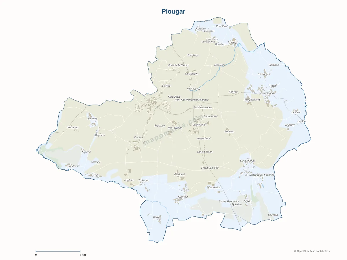 Carte de Plougar à personnaliser