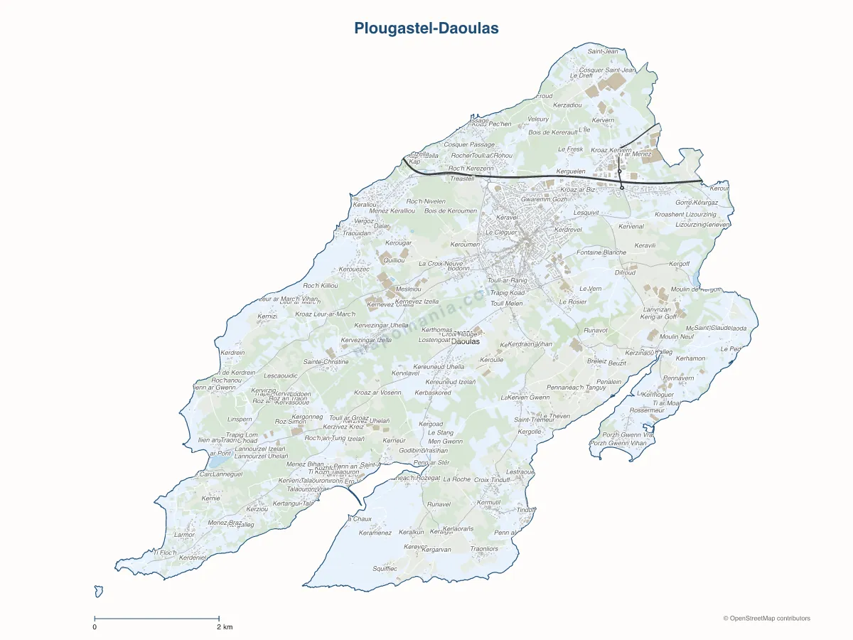 Carte de Plougastel-Daoulas à personnaliser