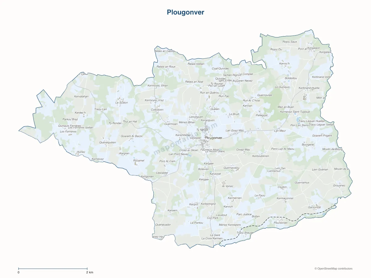 Carte de Plougonver à personnaliser