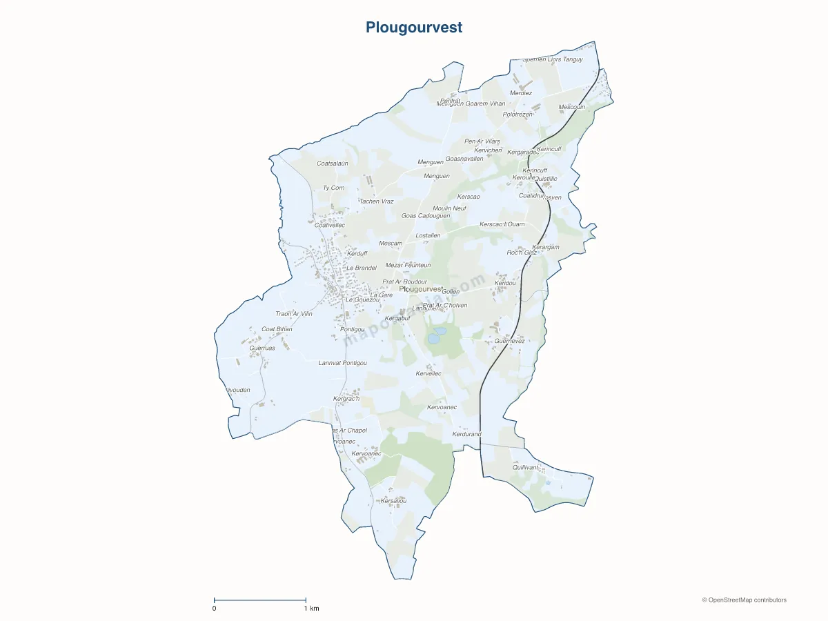 Carte de Plougourvest à personnaliser