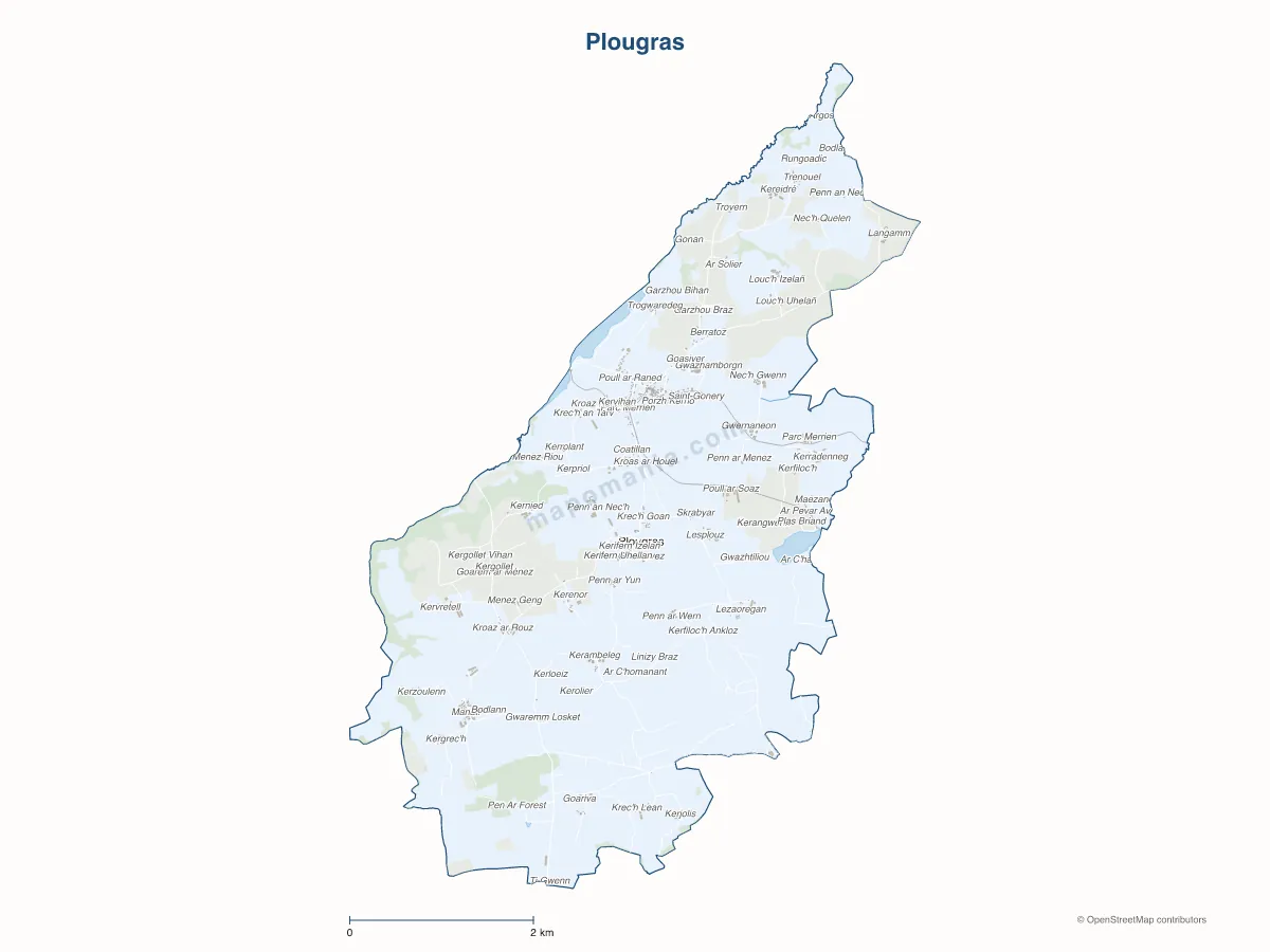Carte de Plougras à personnaliser