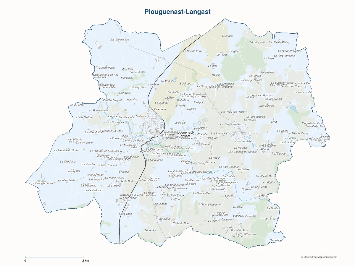 Carte de Plouguenast-Langast à personnaliser