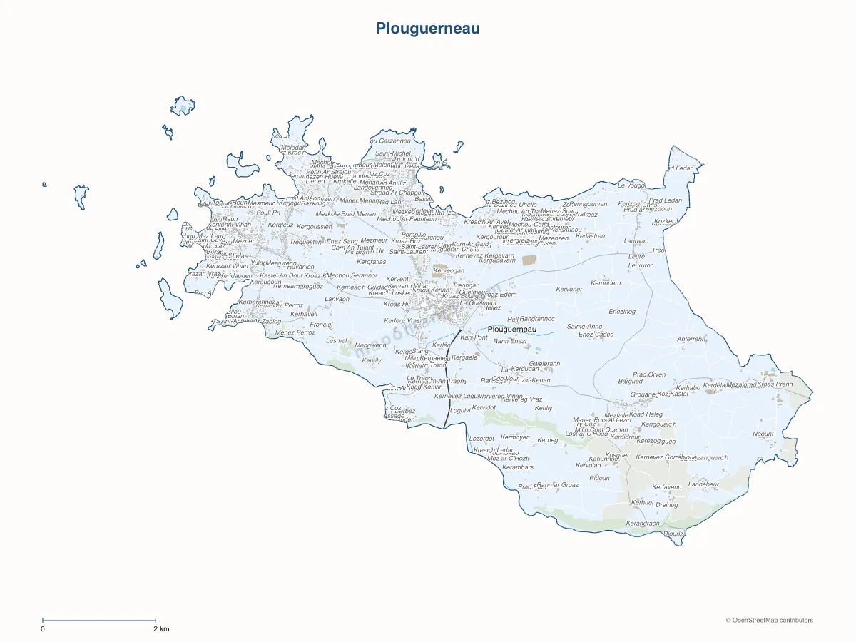 Carte de Plouguerneau à personnaliser