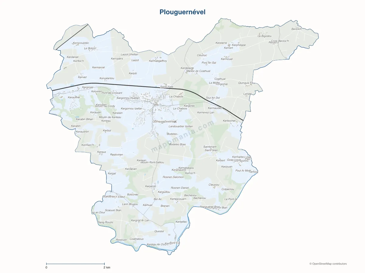 Carte de Plouguernével à personnaliser