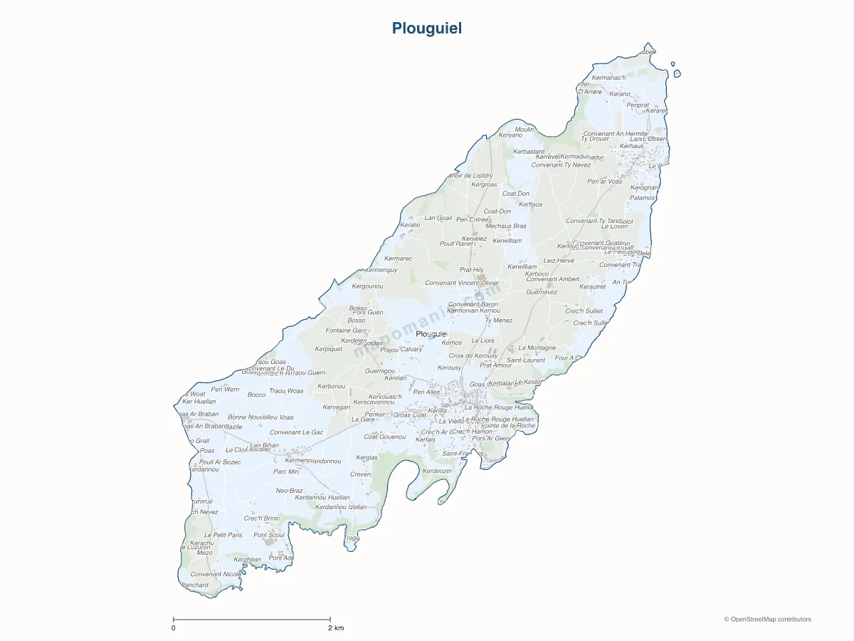Carte de Plouguiel à personnaliser