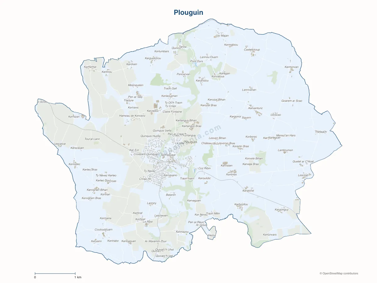 Carte de Plouguin à personnaliser