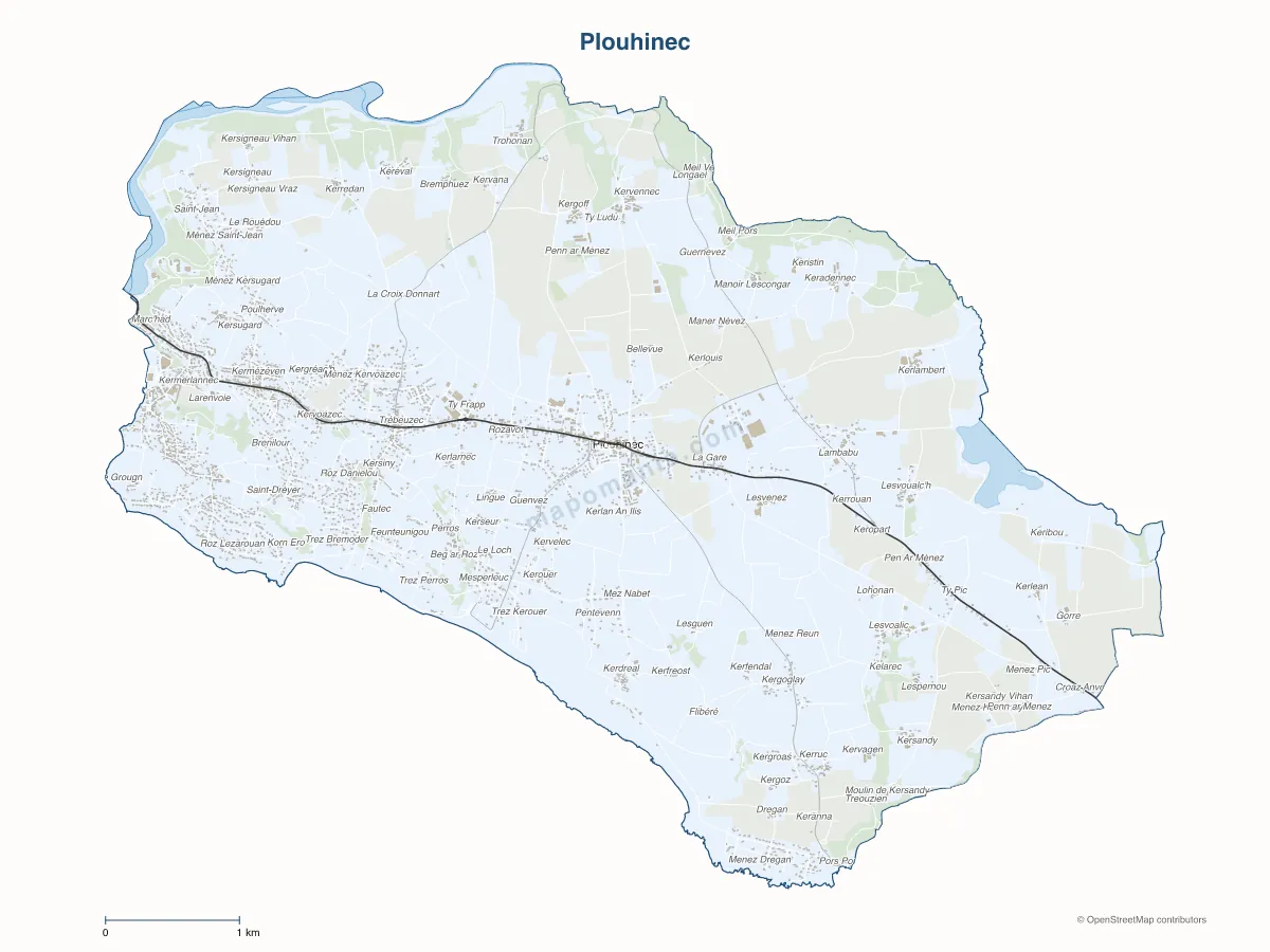 Carte de Plouhinec à personnaliser