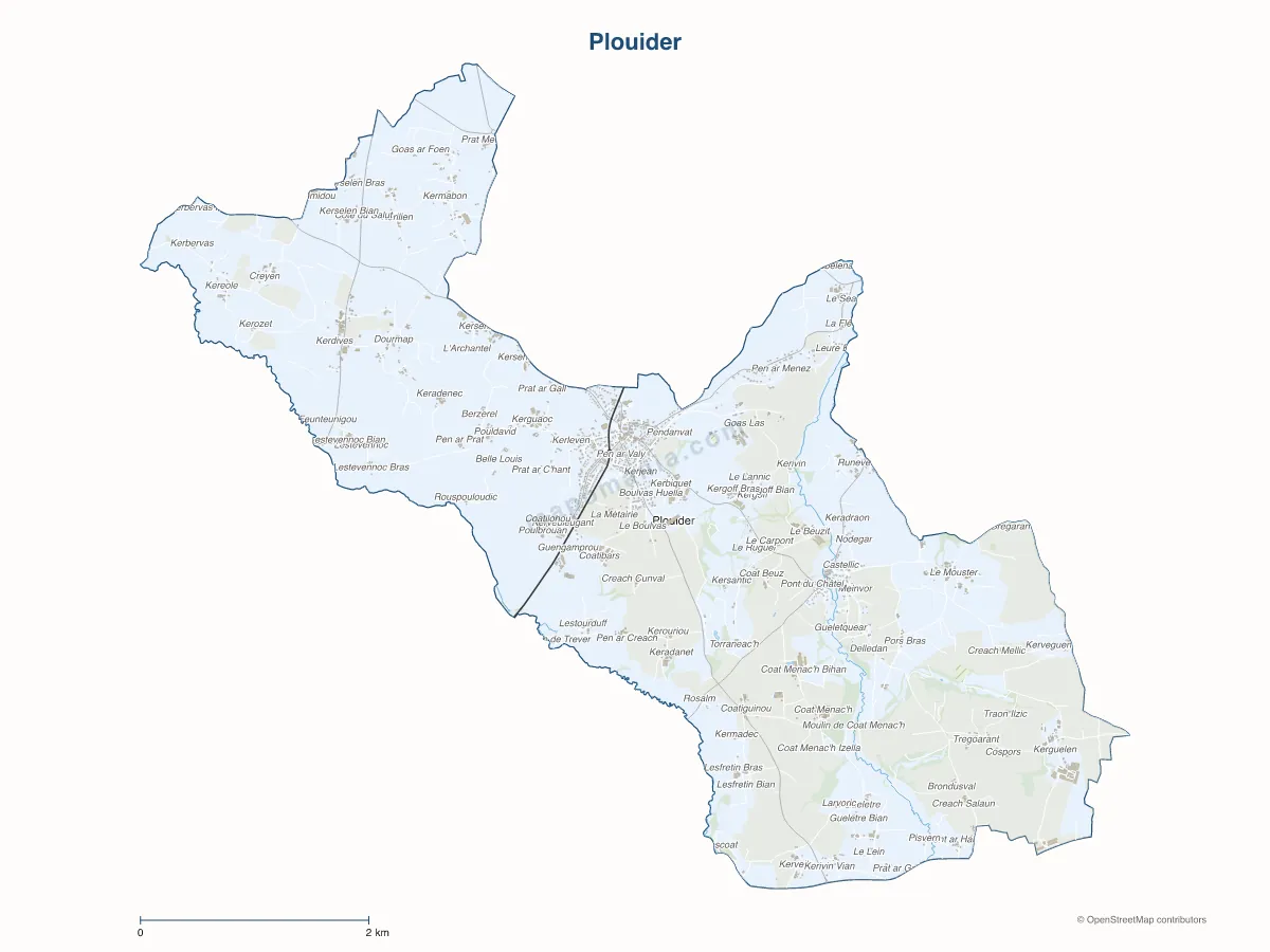 Carte de Plouider à personnaliser