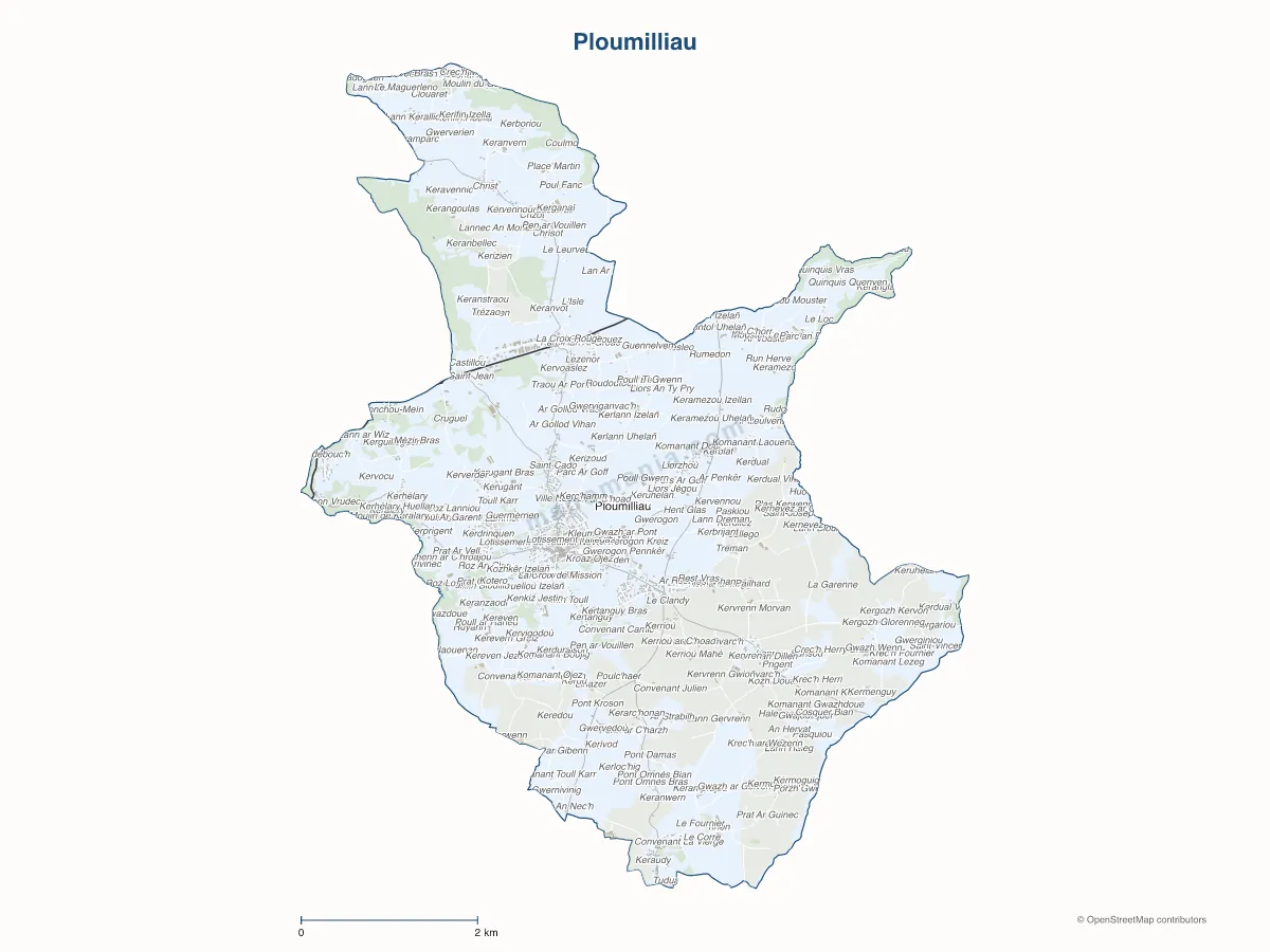 Carte de Ploumilliau à personnaliser