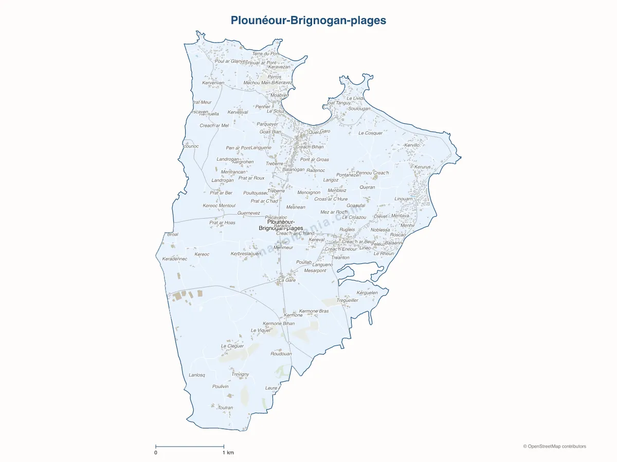 Carte de Plounéour-Brignogan-plages à personnaliser