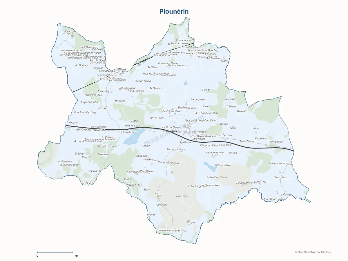 Carte de Plounérin à personnaliser