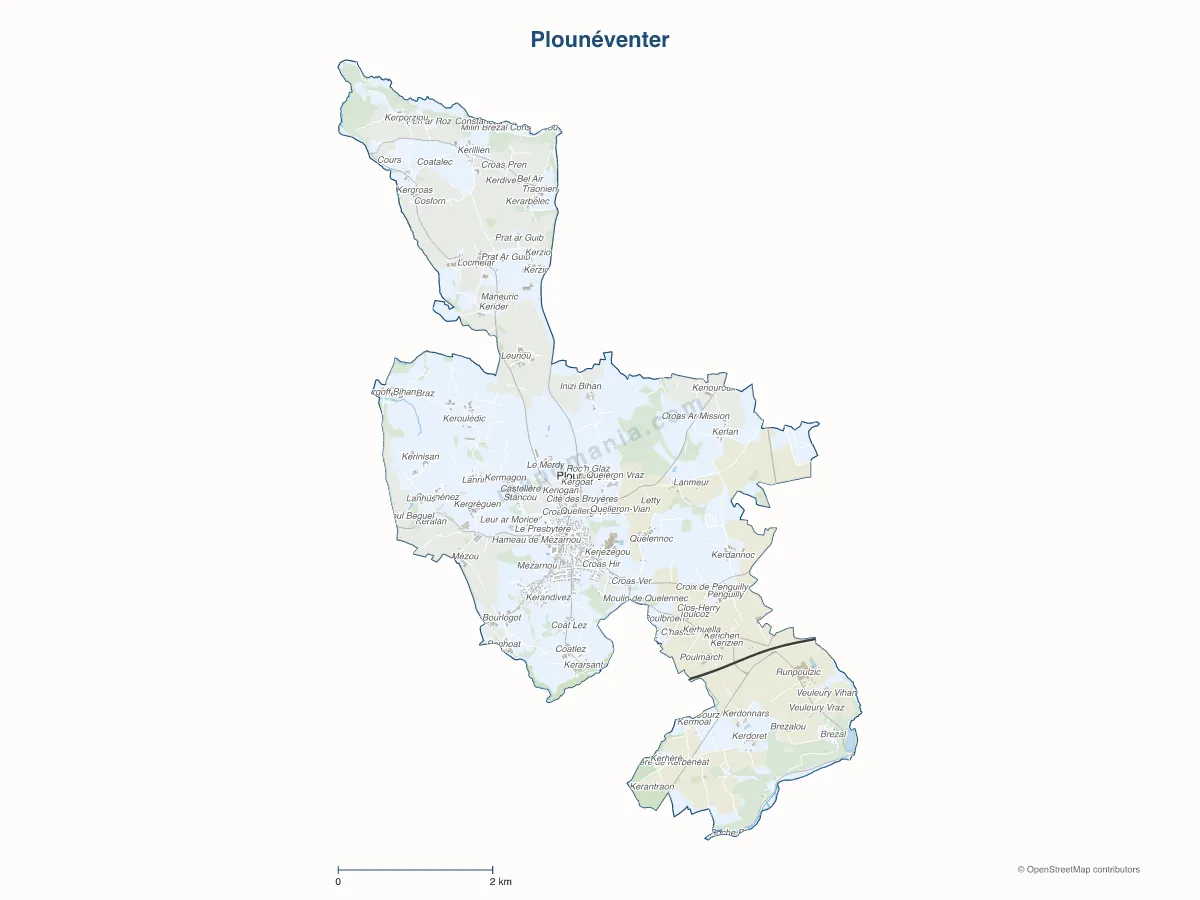 Carte de Plounéventer à personnaliser