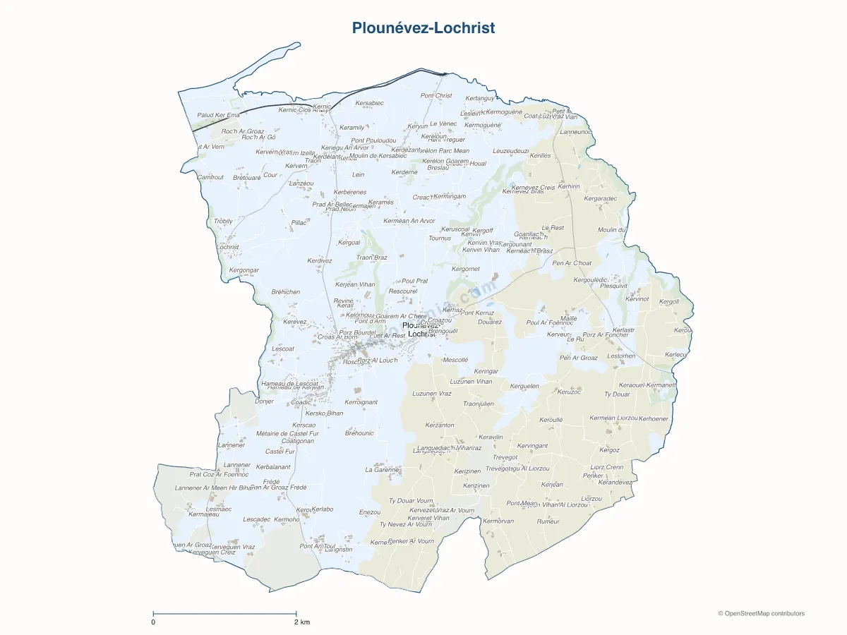 Carte de Plounévez-Lochrist à personnaliser
