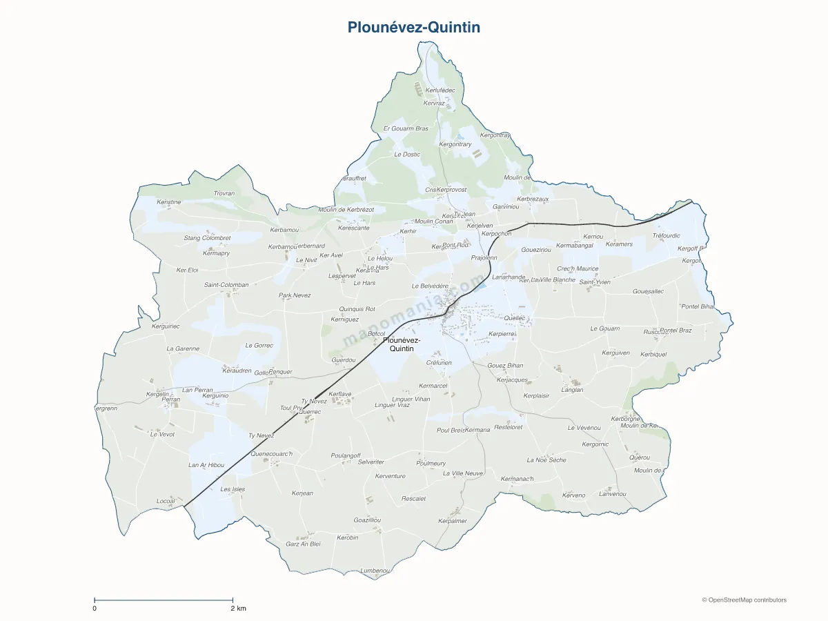 Carte de Plounévez-Quintin à personnaliser
