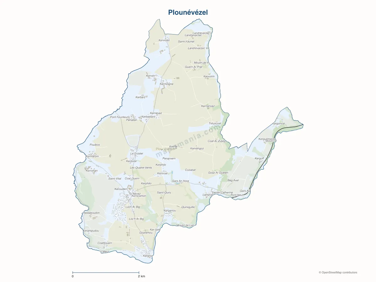 Carte de Plounévézel à personnaliser