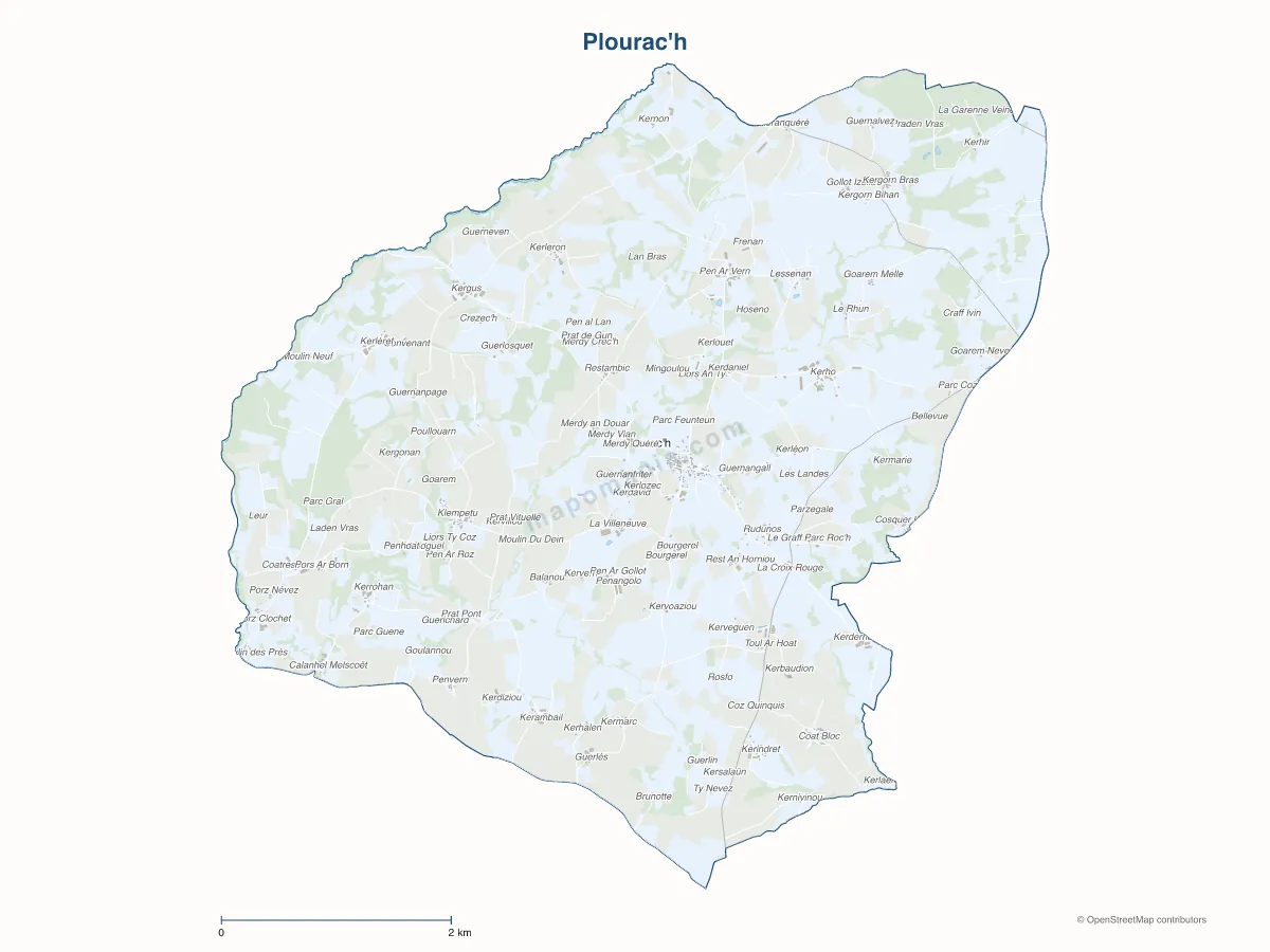 Carte de Plourac'h à personnaliser