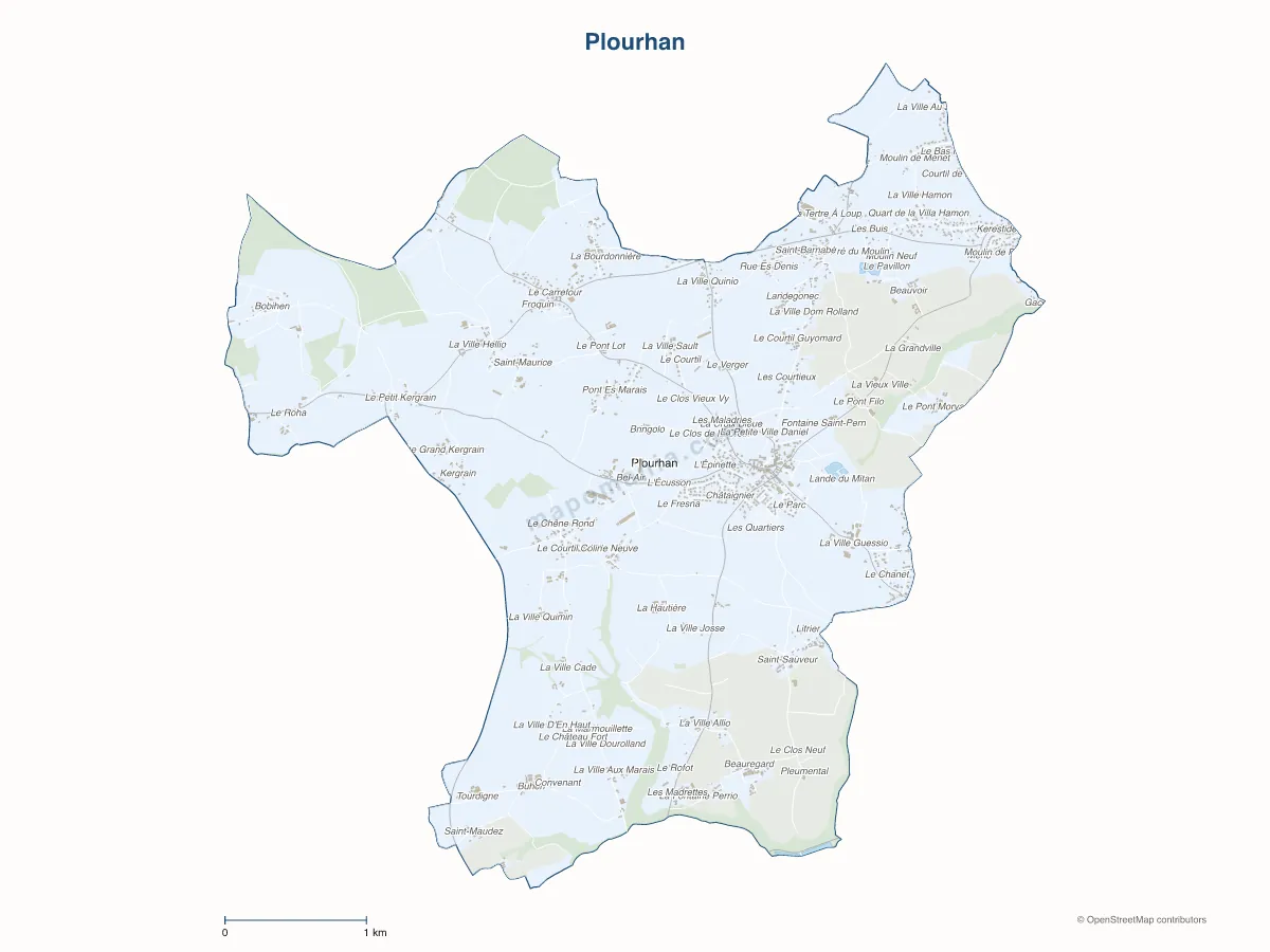 Carte de Plourhan à personnaliser