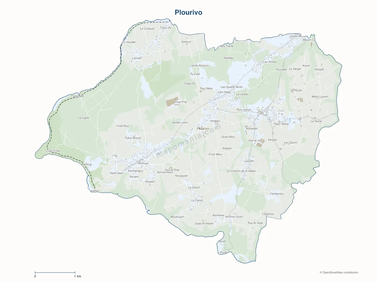 Carte de Plourivo à personnaliser