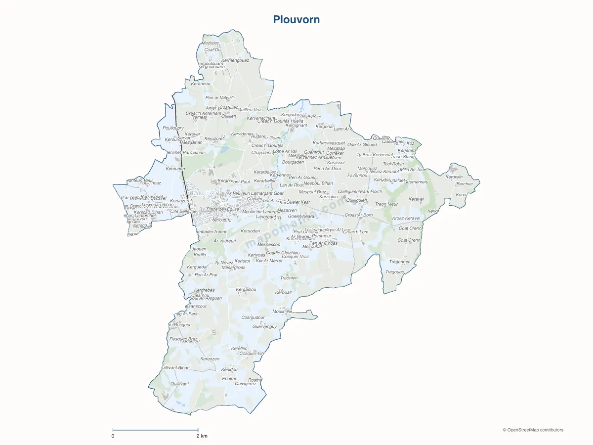 Carte de Plouvorn à personnaliser