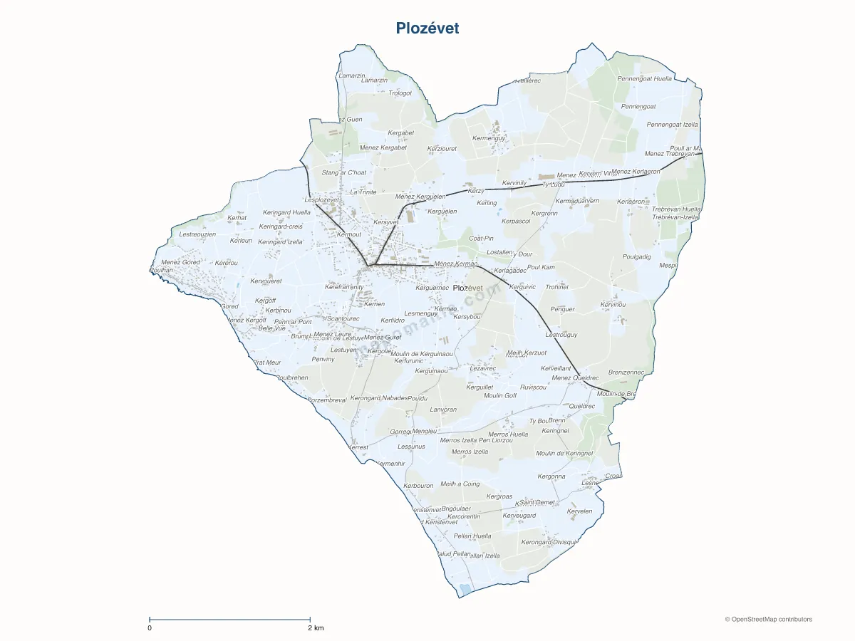 Carte de Plozévet à personnaliser