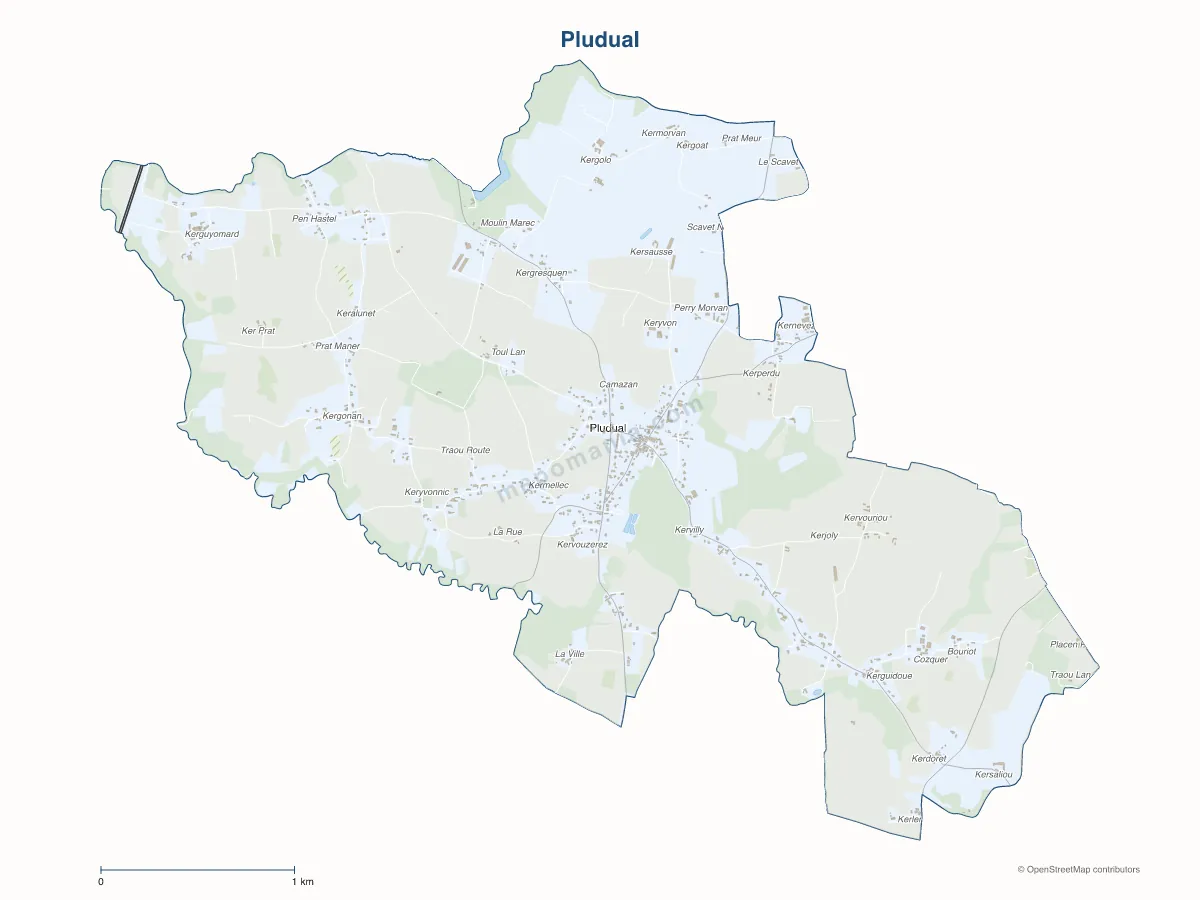 Carte de Pludual à personnaliser