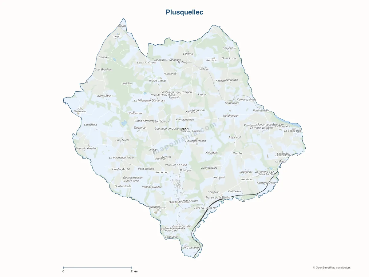Carte de Plusquellec à personnaliser