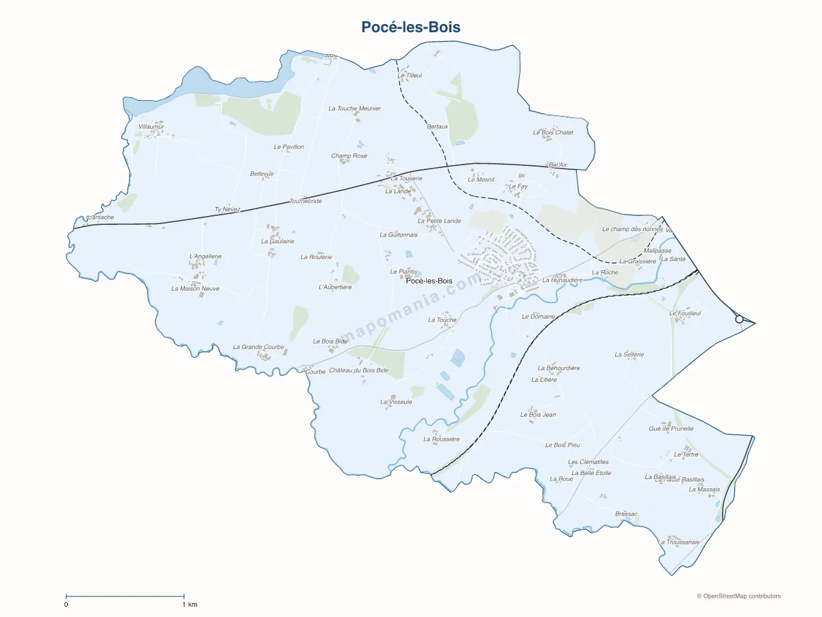 Carte de Pocé-les-Bois à personnaliser