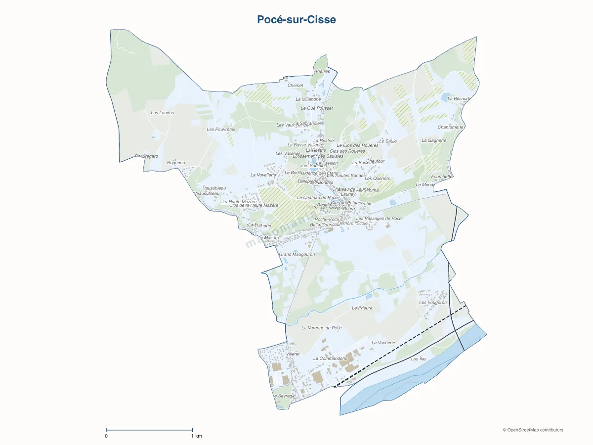 Carte de Pocé-sur-Cisse à personnaliser