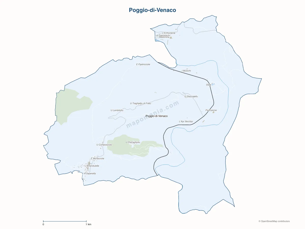 Carte de Poggio-di-Venaco à personnaliser
