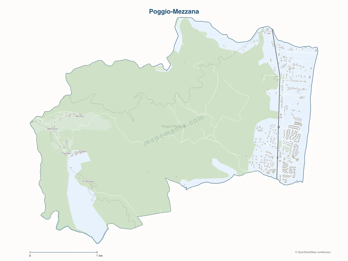 Carte de Poggio-Mezzana à personnaliser