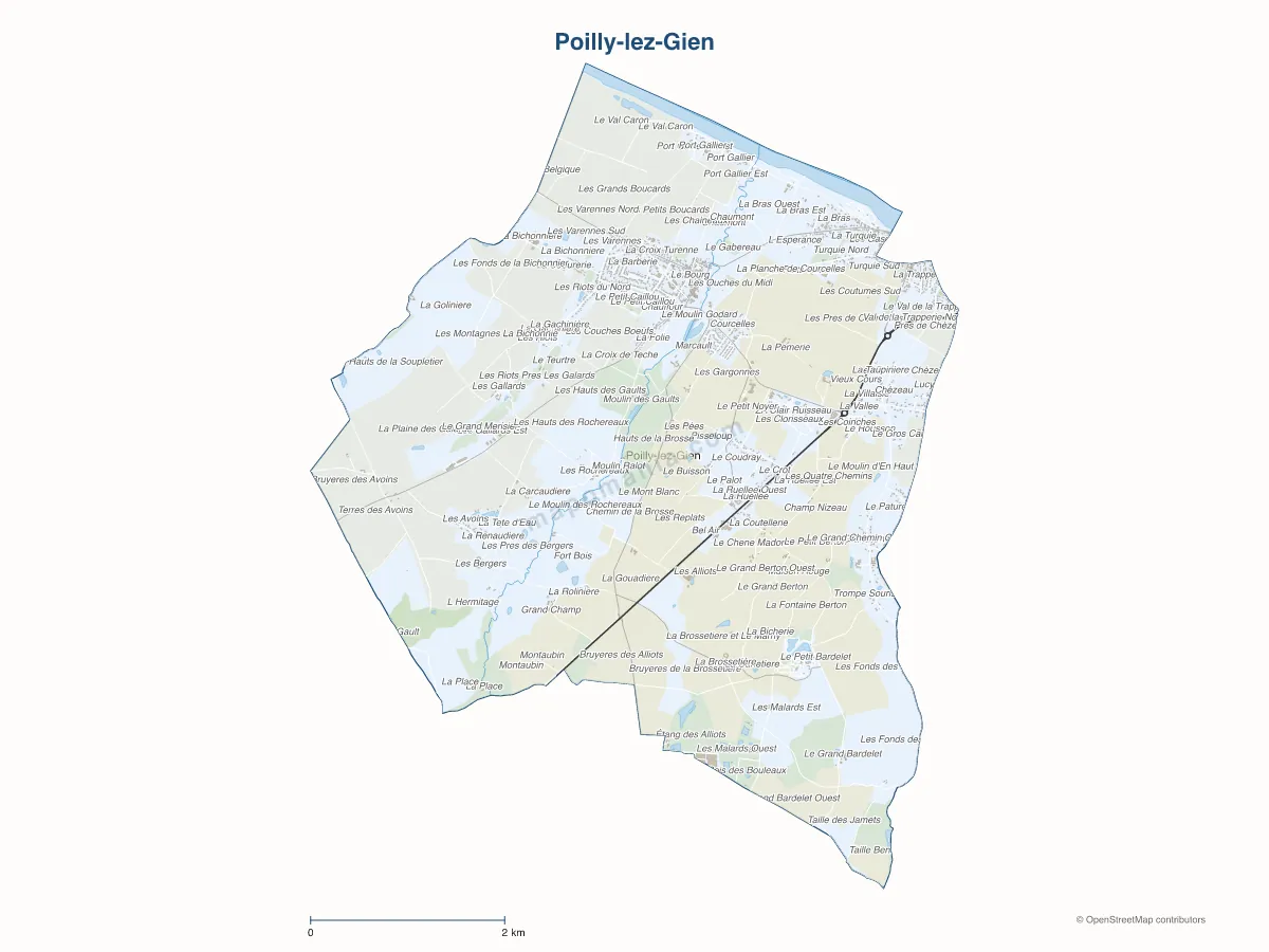 Carte de Poilly-lez-Gien à personnaliser