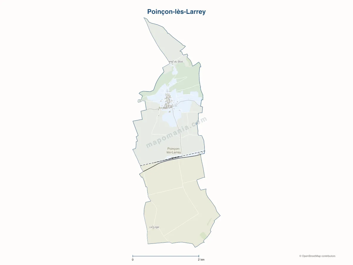Carte de Poinçon-lès-Larrey à personnaliser