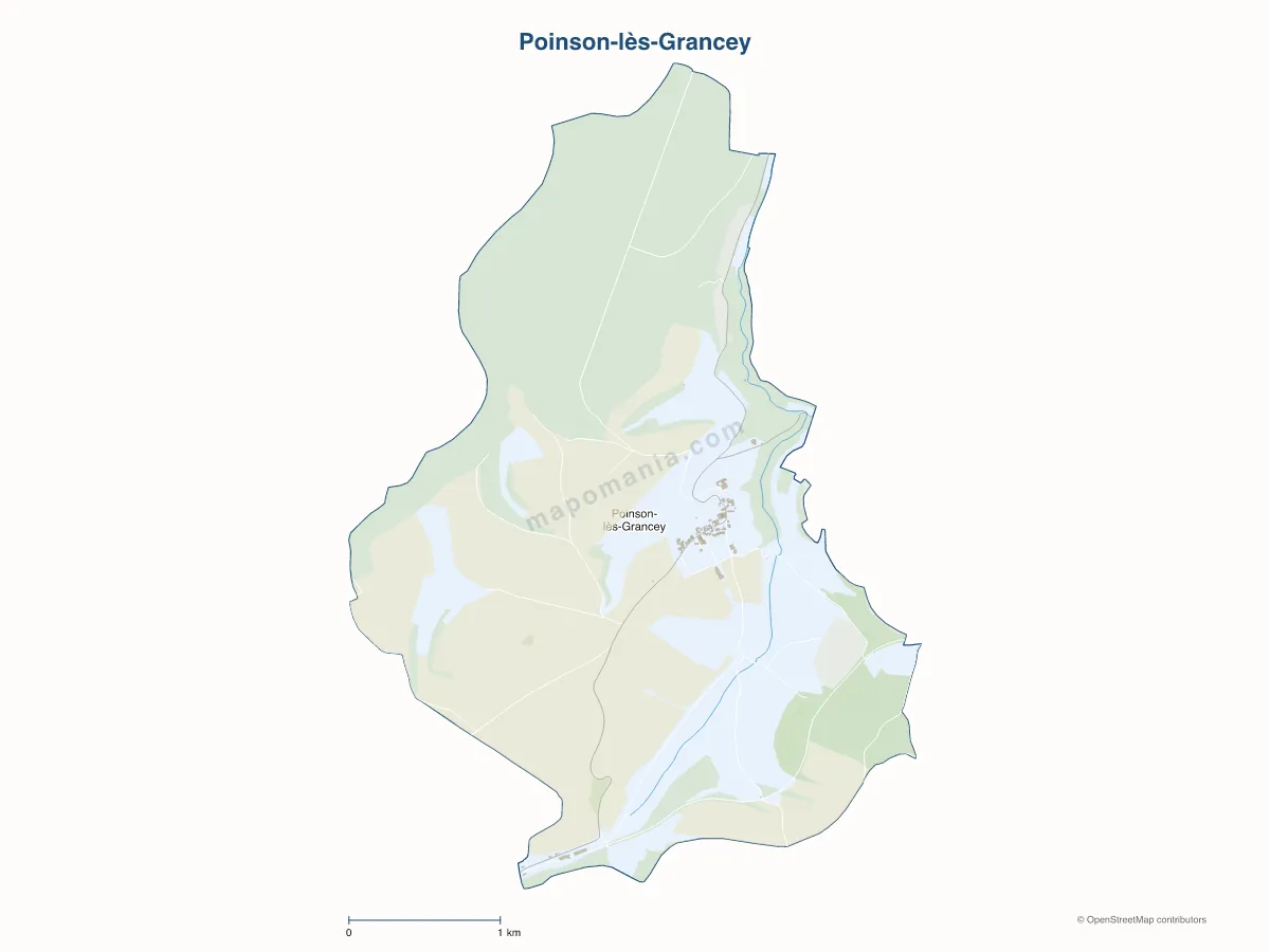 Carte de Poinson-lès-Grancey à personnaliser