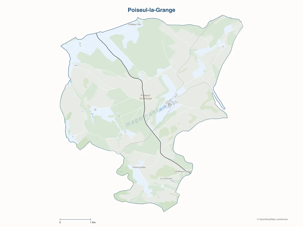 Carte de Poiseul-la-Grange à personnaliser