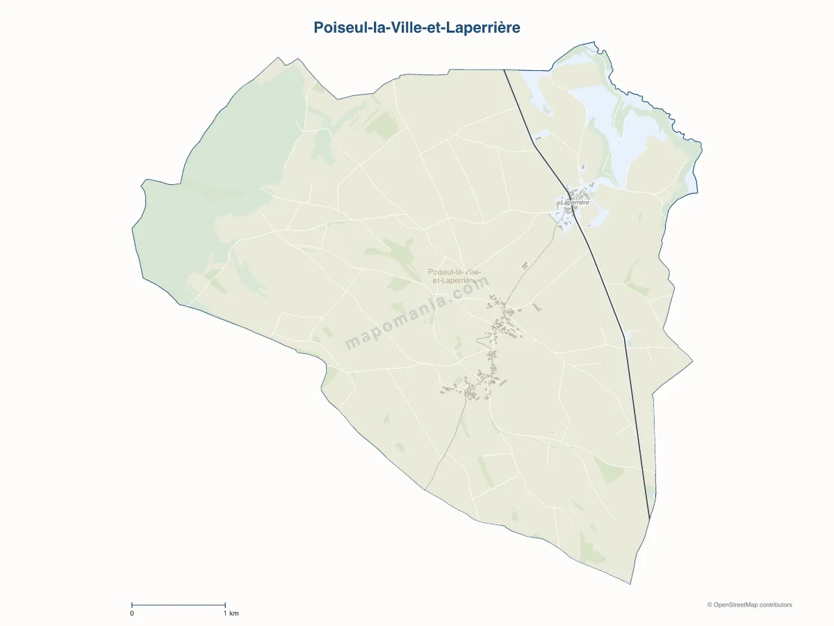 Carte de Poiseul-la-Ville-et-Laperrière à personnaliser