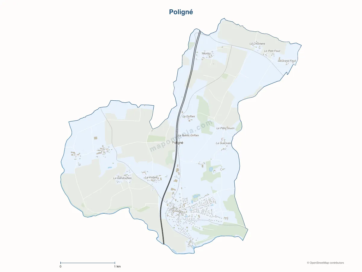 Carte de Poligné à personnaliser