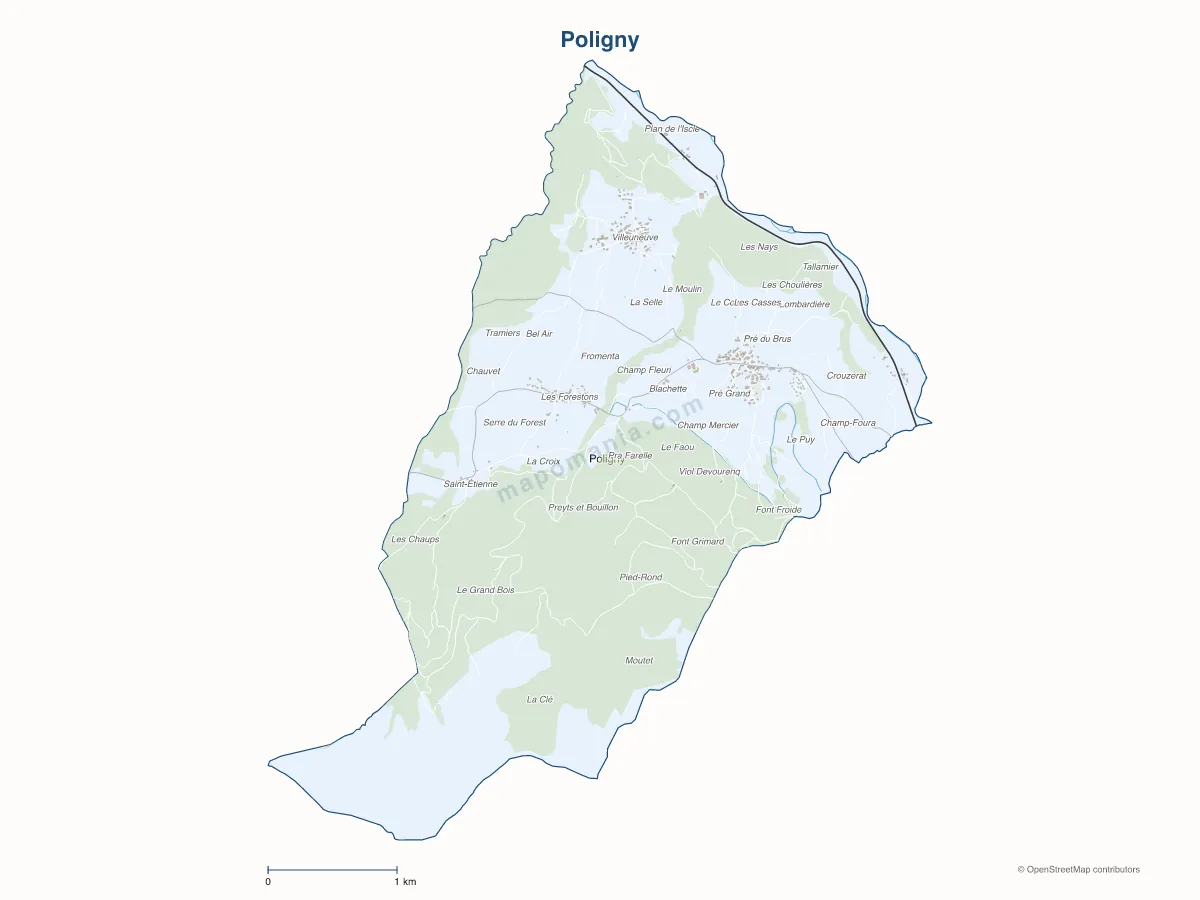 Carte de Poligny à personnaliser