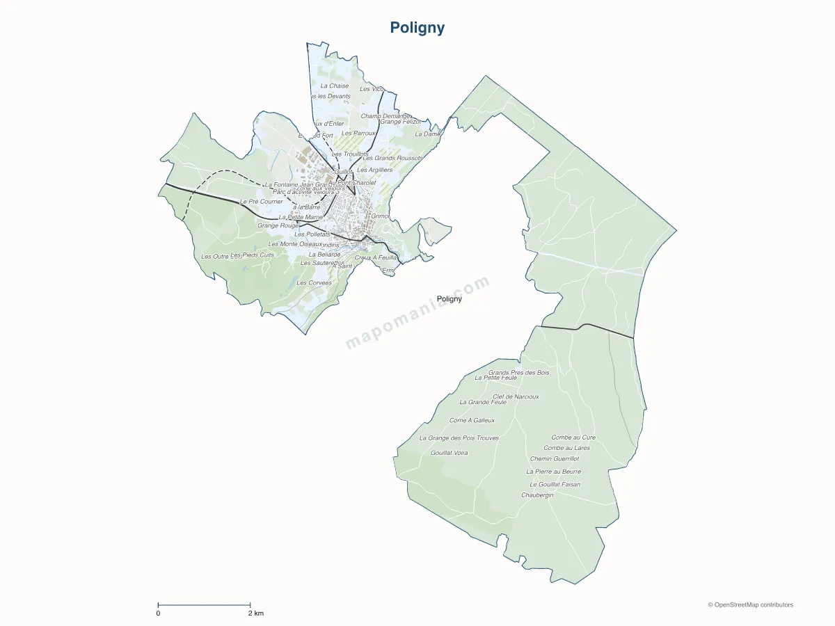 Carte de Poligny à personnaliser