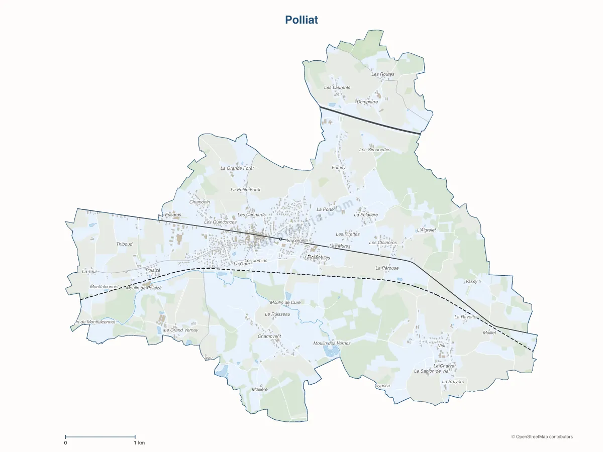 Carte de Polliat à personnaliser