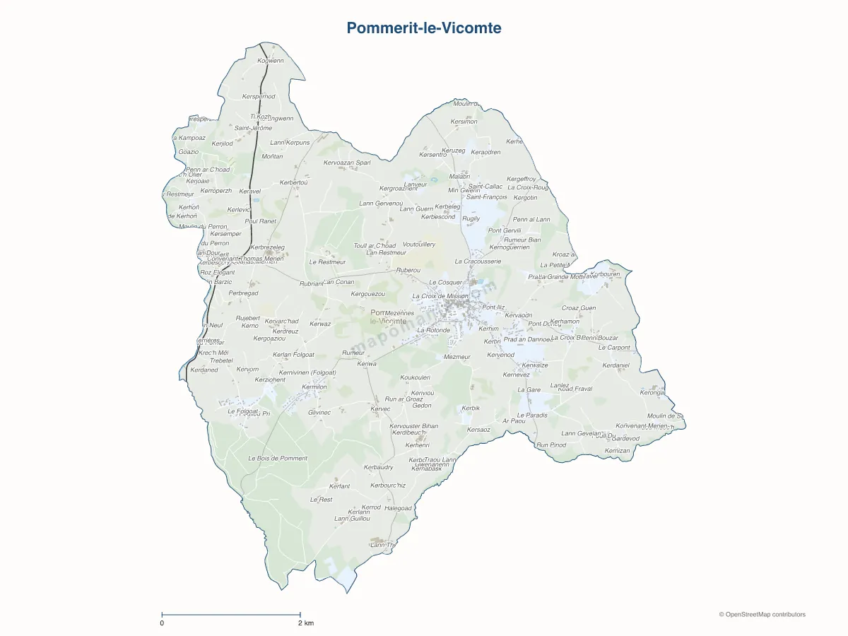 Carte de Pommerit-le-Vicomte à personnaliser