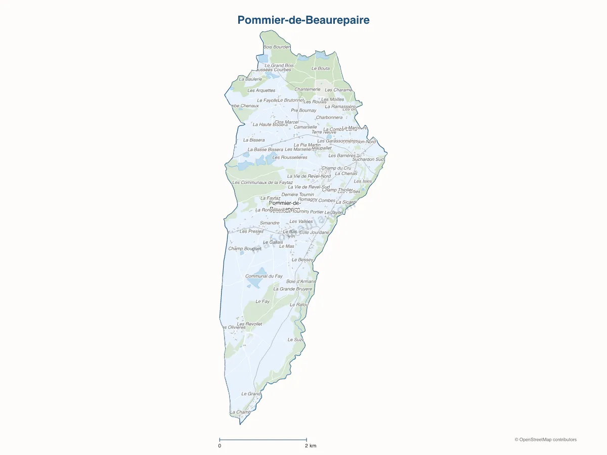 Carte de Pommier-de-Beaurepaire à personnaliser