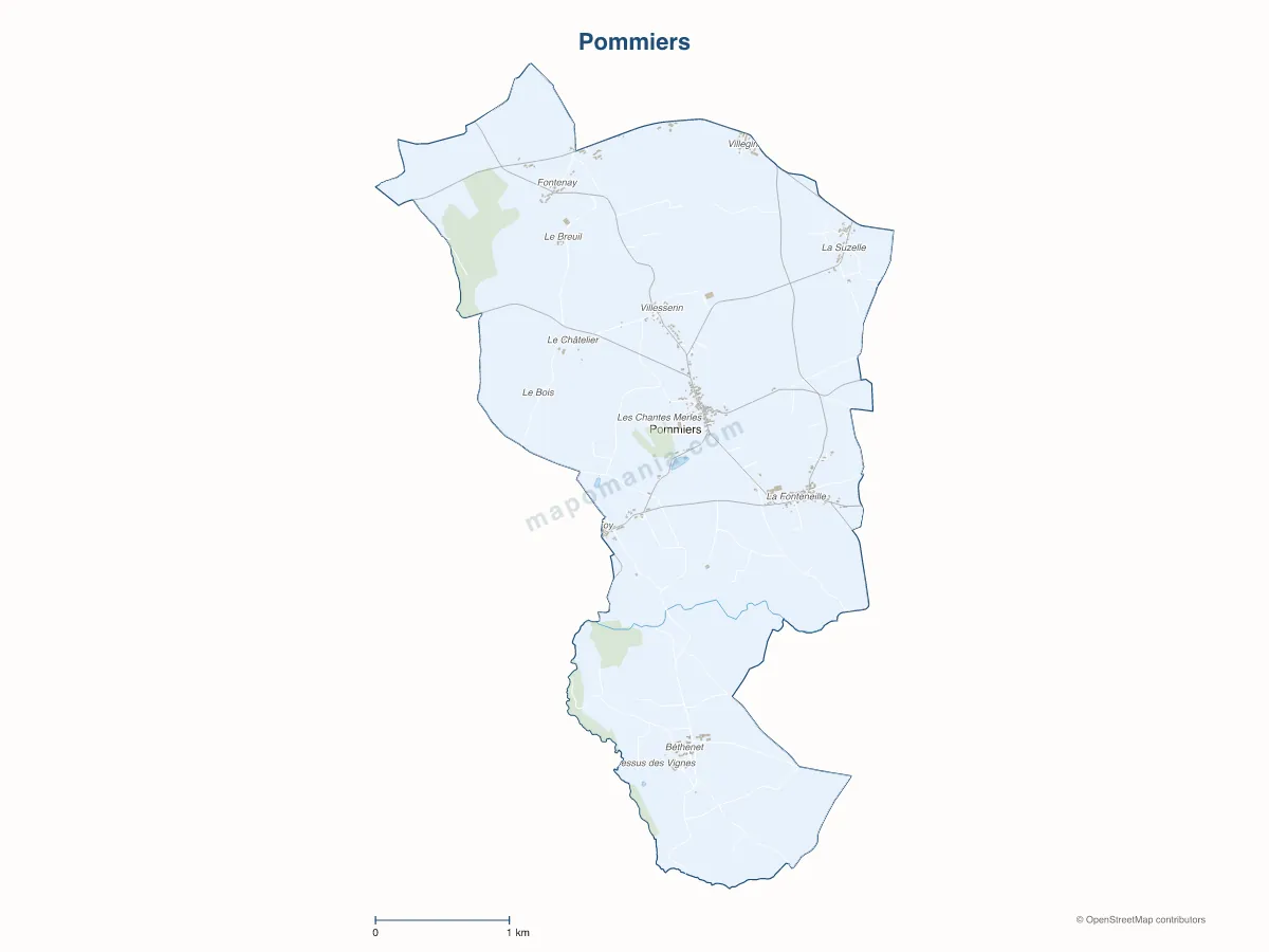 Carte de Pommiers à personnaliser