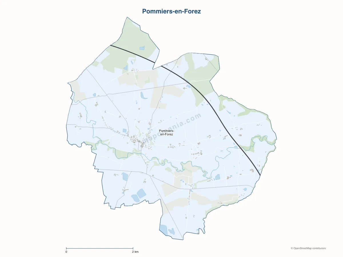 Carte de Pommiers-en-Forez à personnaliser